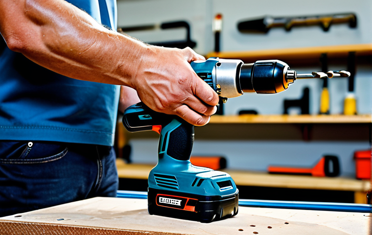 Cordless Power Tool in Action**

"A modern, fully clothed craftsman using a cordless drill in a well-lit workshop, appropriate attire, safe for work. The scene focuses on the drill and the craftsman's hands, demonstrating its ergonomic design. Background includes organized tools and materials. Perfect anatomy, natural proportions, professional photography, high quality, family-friendly."

**